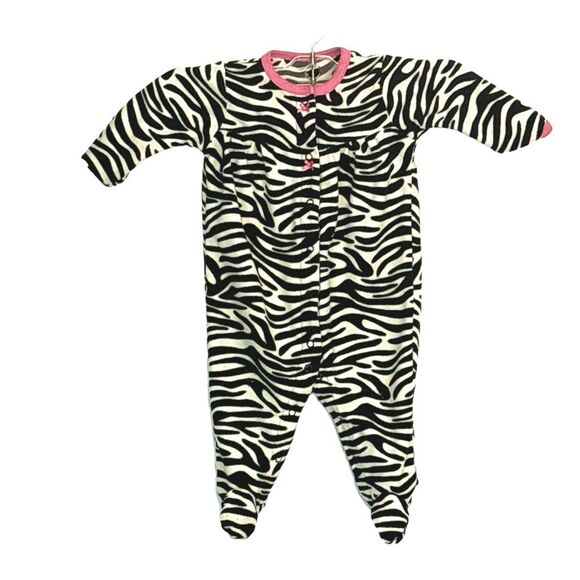 Carter's | Girls Footed Fleece Zebra Print Sleeper Pajamas - Picture 1 of 15
